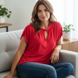 **Coral Halogen Keyhole Blouse – Women’s Size 3X**